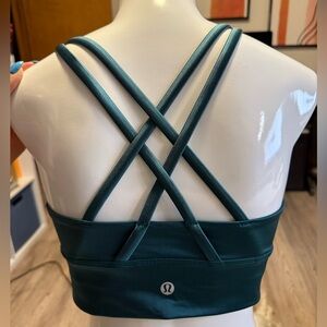 Lululemon Energy Longline Bra B-D Cup Storm Teal Foil Shine Size 10